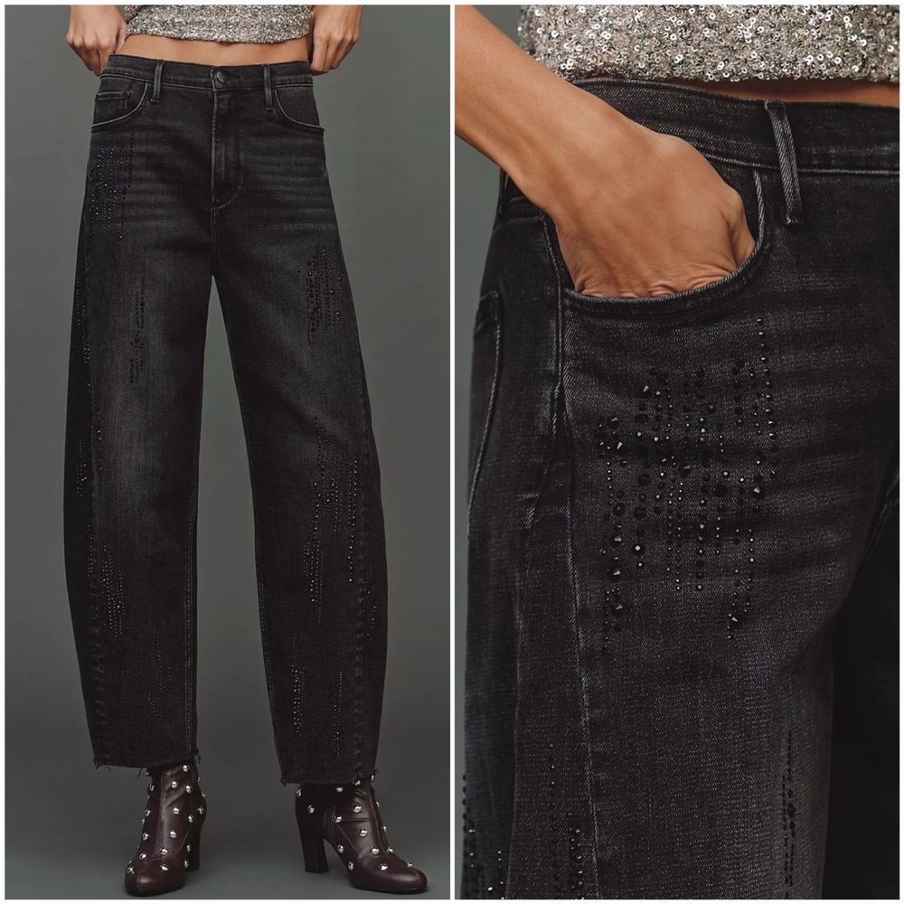 Driftwood Parker Embellished High-Rise Barrel Jeans